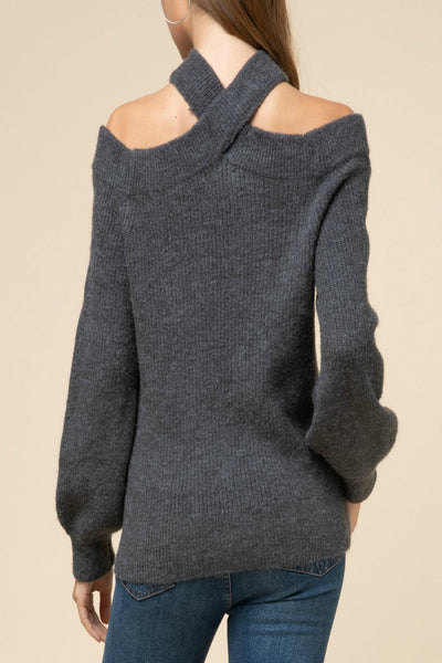 Read My Mind Criss-Cross Cold-Shoulder Sweater