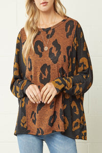 Fall For You Color-Block Leopard Print Top