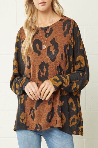 Fall For You Color-Block Leopard Print Top