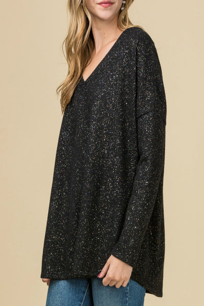 Tell Me About It Metallic Speckled Top