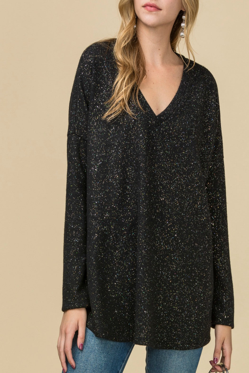 Tell Me About It Metallic Speckled Top