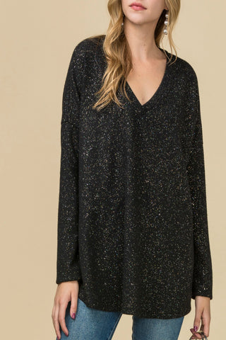 Tell Me About It Metallic Speckled Top