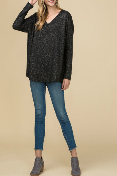 Tell Me About It Metallic Speckled Top