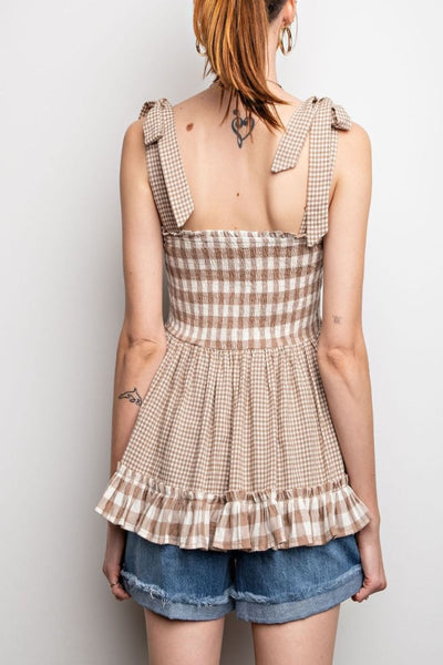 All The Good Times Gingham Print Top