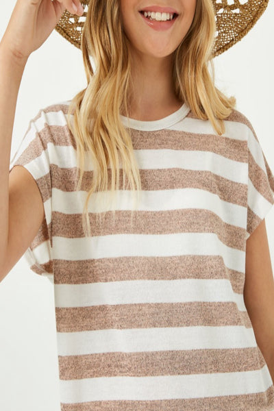 Count On Me Heathered Stripe Knit Top