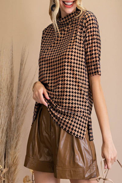 All To Well Houndstooth Velvet Burnout Top