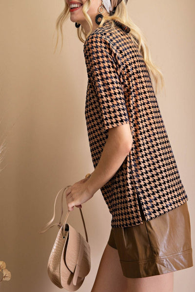 All To Well Houndstooth Velvet Burnout Top