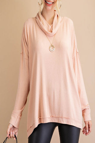 Just Look Up Split Back Turtleneck Top