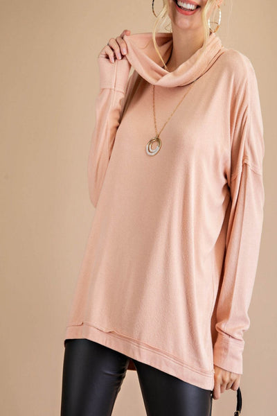 Just Look Up Split Back Turtleneck Top