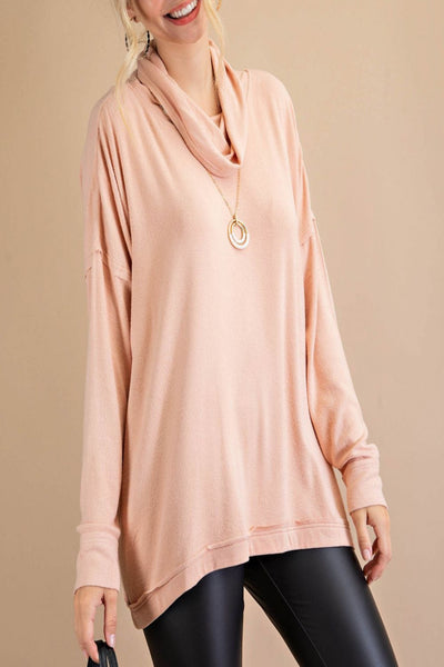 Just Look Up Split Back Turtleneck Top