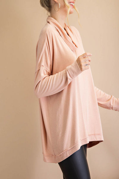 Just Look Up Split Back Turtleneck Top