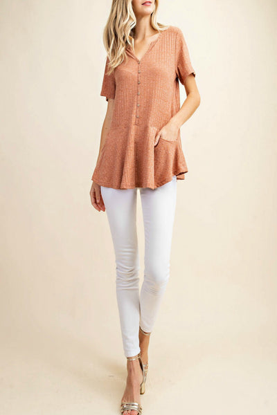 Button-Down Peplum Top