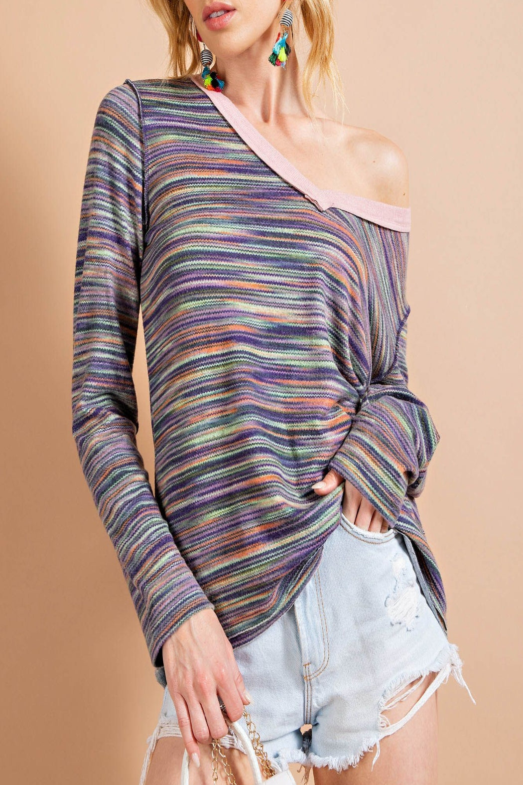 Where We Started Wavy Striped V-Neck Top