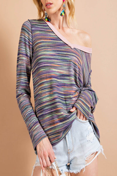 Where We Started Wavy Striped V-Neck Top