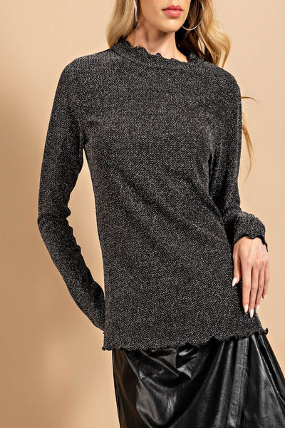 Slow Dancing Lurex Mock Neck Top