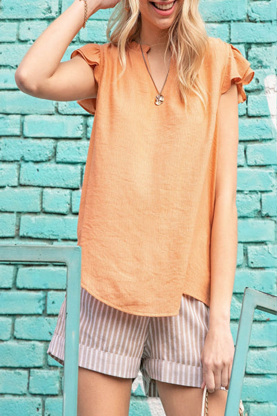 Everywhere I Go Soft Textured Split Neck Top