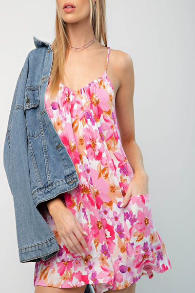 Little Miss Sunshine Soft Crinkle Floral Print Romper