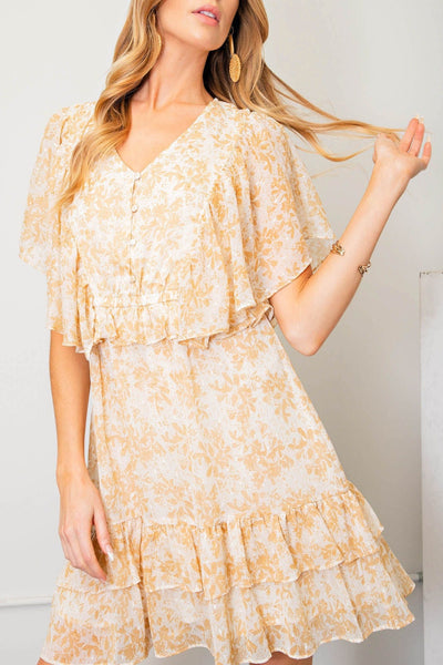 Dandelions Floral Print Chiffon Dress