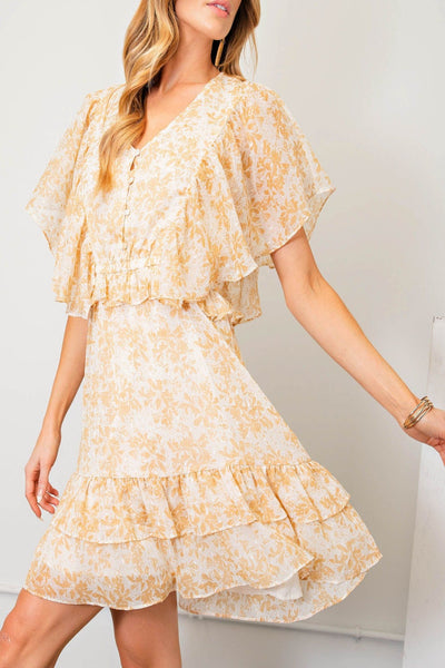 Dandelions Floral Print Chiffon Dress