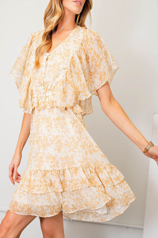 Dandelions Floral Print Chiffon Dress