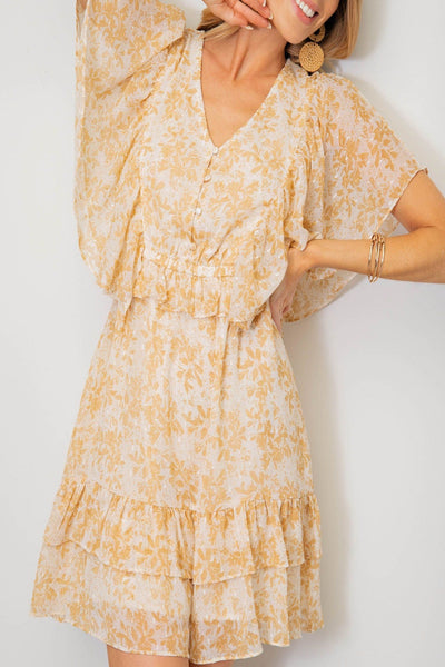 Dandelions Floral Print Chiffon Dress