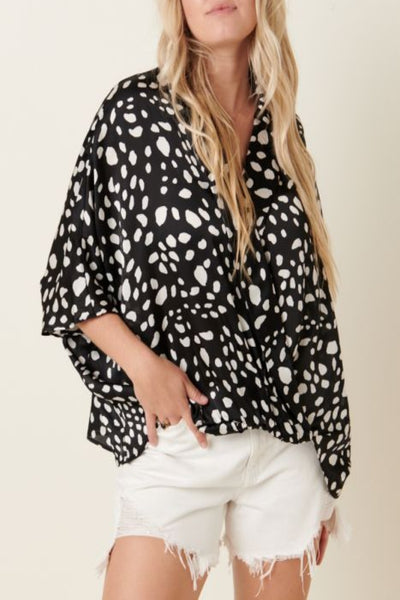 Can’t Let Go Dalmatian Print Satin Top