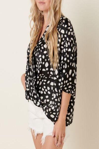 Can’t Let Go Dalmatian Print Satin Top