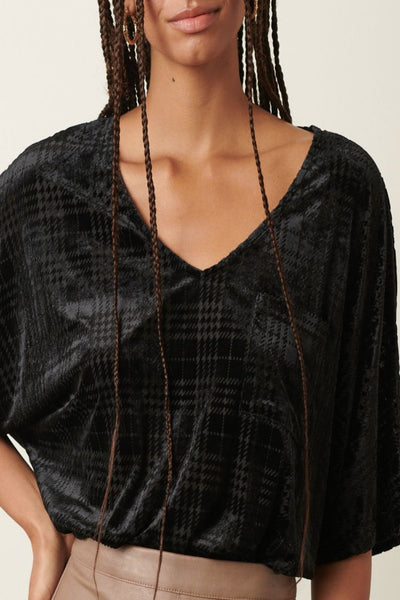 All Too Well Plaid Velvet Burnout Top