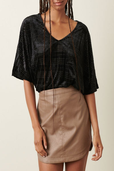 All Too Well Plaid Velvet Burnout Top