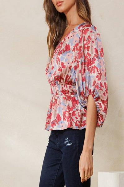 One Last Time Floral Satin Printed Blouse