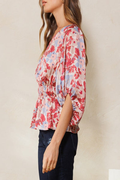 One Last Time Floral Satin Printed Blouse