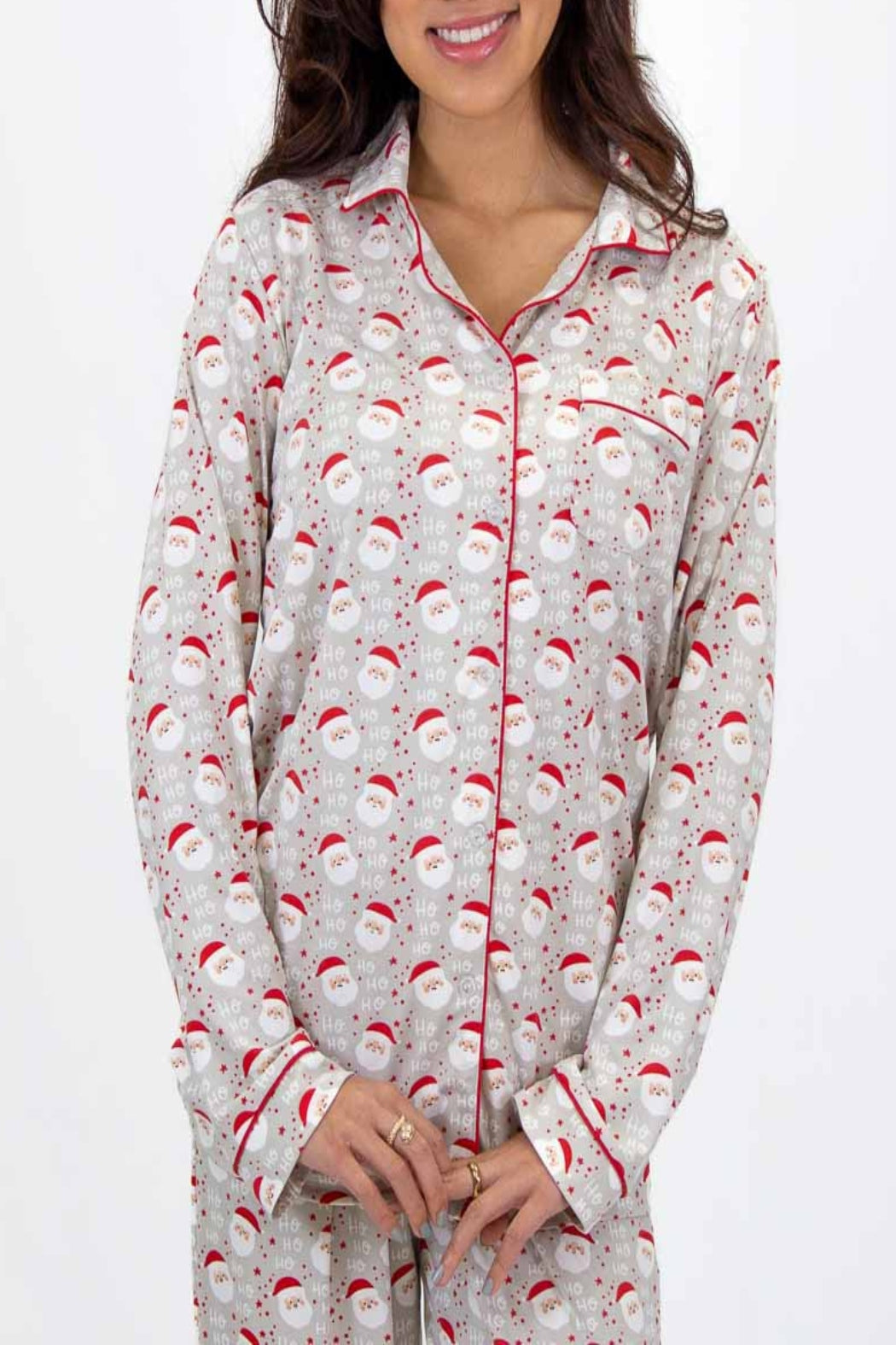 Cheerful Santa Long Sleeve Sleep Shirt