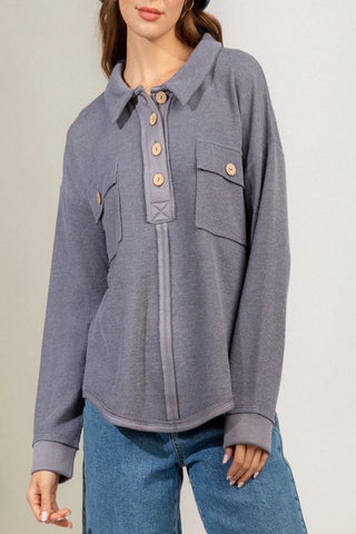 Someone To You Collared Henley Top