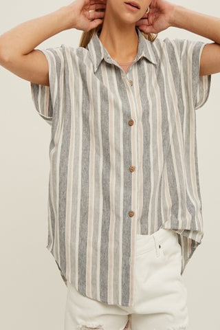 My Sunny Day Striped Cotton Button Down Shirt